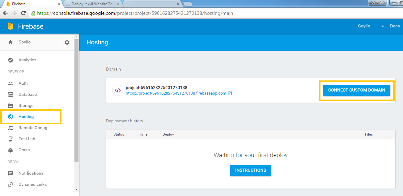 connect custom domain in firebase