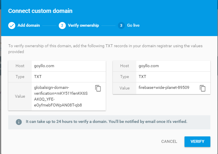 firebase txt records